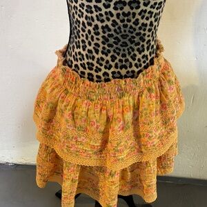 Aerie Floral Ruffle Mini Skirt in Yellow